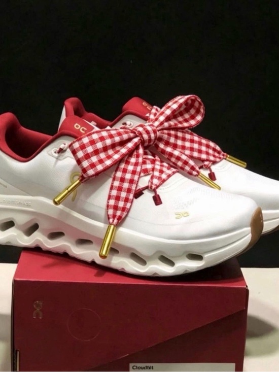 On running Shoes - On Running Cloudnova Women’s Running Sneakers: White/Red, Gingham Laces-NEW!
